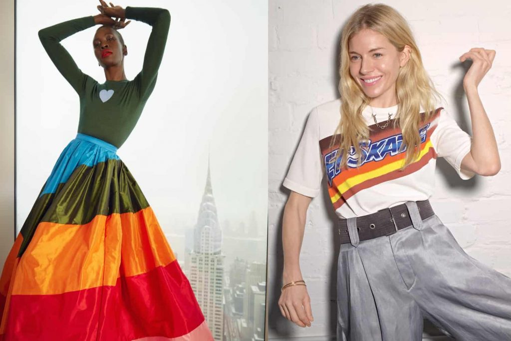 Sienna Miller wearing a costume